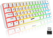 Tastiera da Gioco Ergonomica Senza Fili con Illuminazione Arcobaleno - 61 Tasti Bluetooth 5.0 + 2.4G, Ideale per PC e PS4
