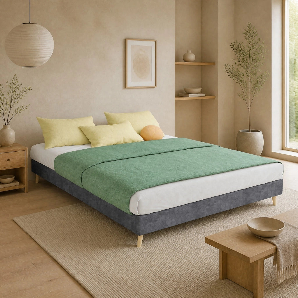 LETTO 140x200 cm Grigio in Tessuto e Metallo