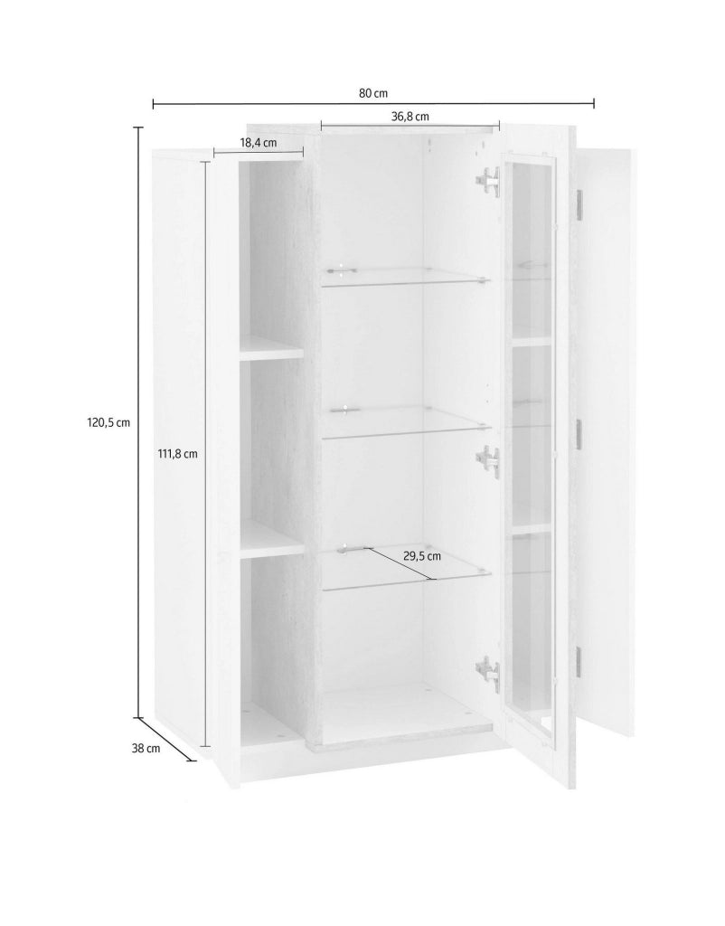 Mobile Espositore Severino, Vetrina 7 Ripiani Made in Italy, 80x38x120.5h cm Beige