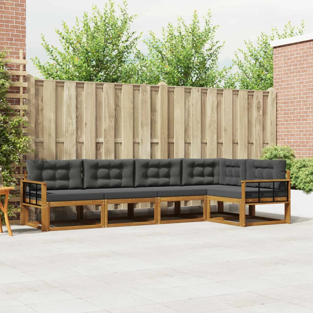 Set di divani da esterno con cuscino 5 pcs Naturale e Antracite