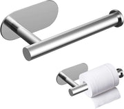 Supporto per carta igienica autoadesivo – nessun foro da fare, fissaggio alla parete in acciaio inossidabile, impermeabile e resistente all'ossidazione, forte adesione per la camera da bagno e il water (argento)
