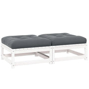 Poggiapiedi da Giardino con Cuscini 2 pz Bianchi in Legno Pino cod mxl 77540