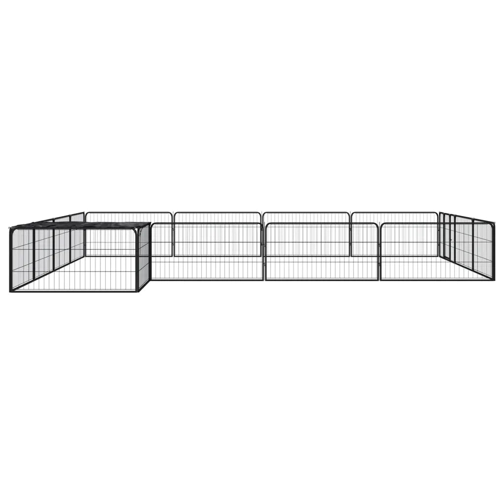 Box Cani 16 Pannelli Nero 100x50 cm Acciaio Verniciato Polvere CFW2651305