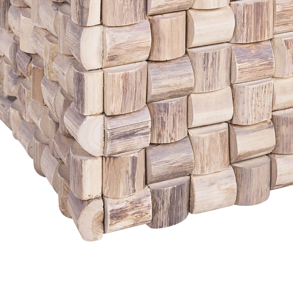 Comodino decorativo in marrone chiaro di Teak 32 x 32 x 43 cm poggiapiedi stile rustico