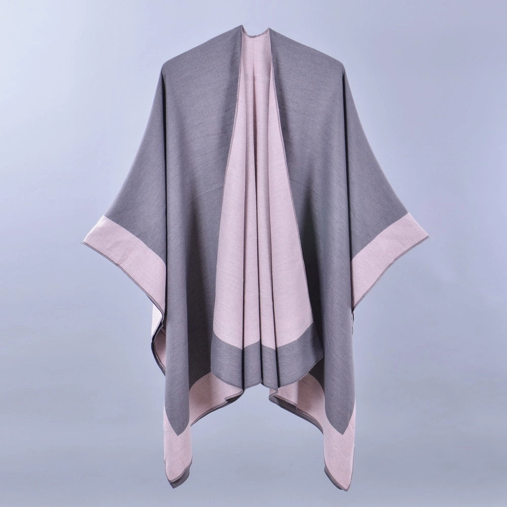 Nuova sciarpa da donna, scialle, mantella alla moda in cashmere tinta unita con spacco