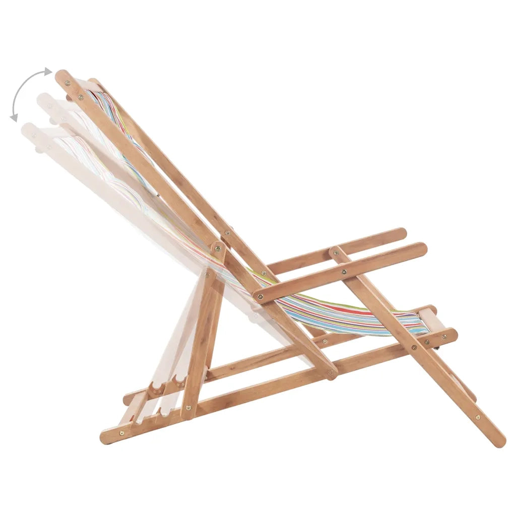Sdraio da Spiaggia Pieghevole Telaio Legno Tessuto Multicolore CFW3129972
