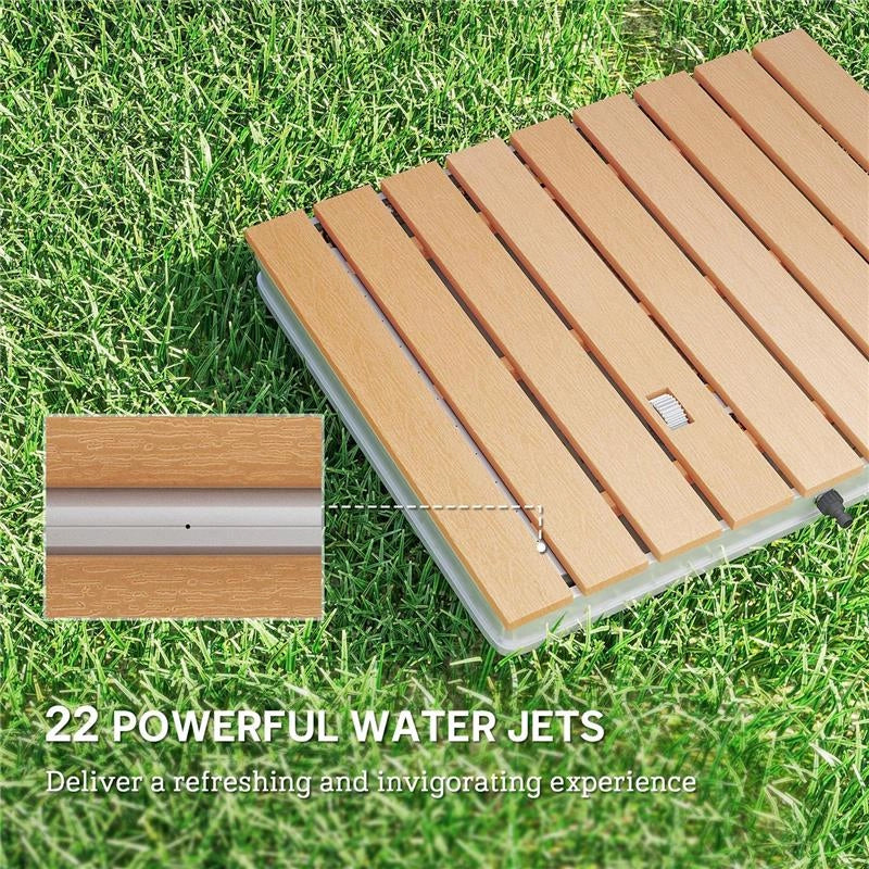 DOCCIA DA GIARDINO PORTATILE CON ALTEZZA FINO A 4 M E GETTI D'ACQUA REGOLABILI, 70X55 CM, LEGNO