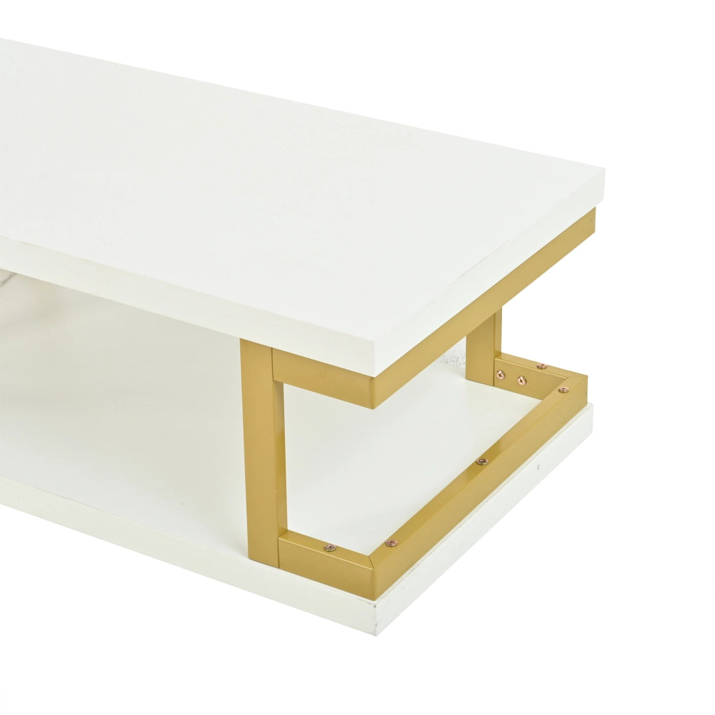 Tavolino da caffè con vano aperto e LED; per soggiorno; in MDF e metallo; 100×50×37.5 cm
