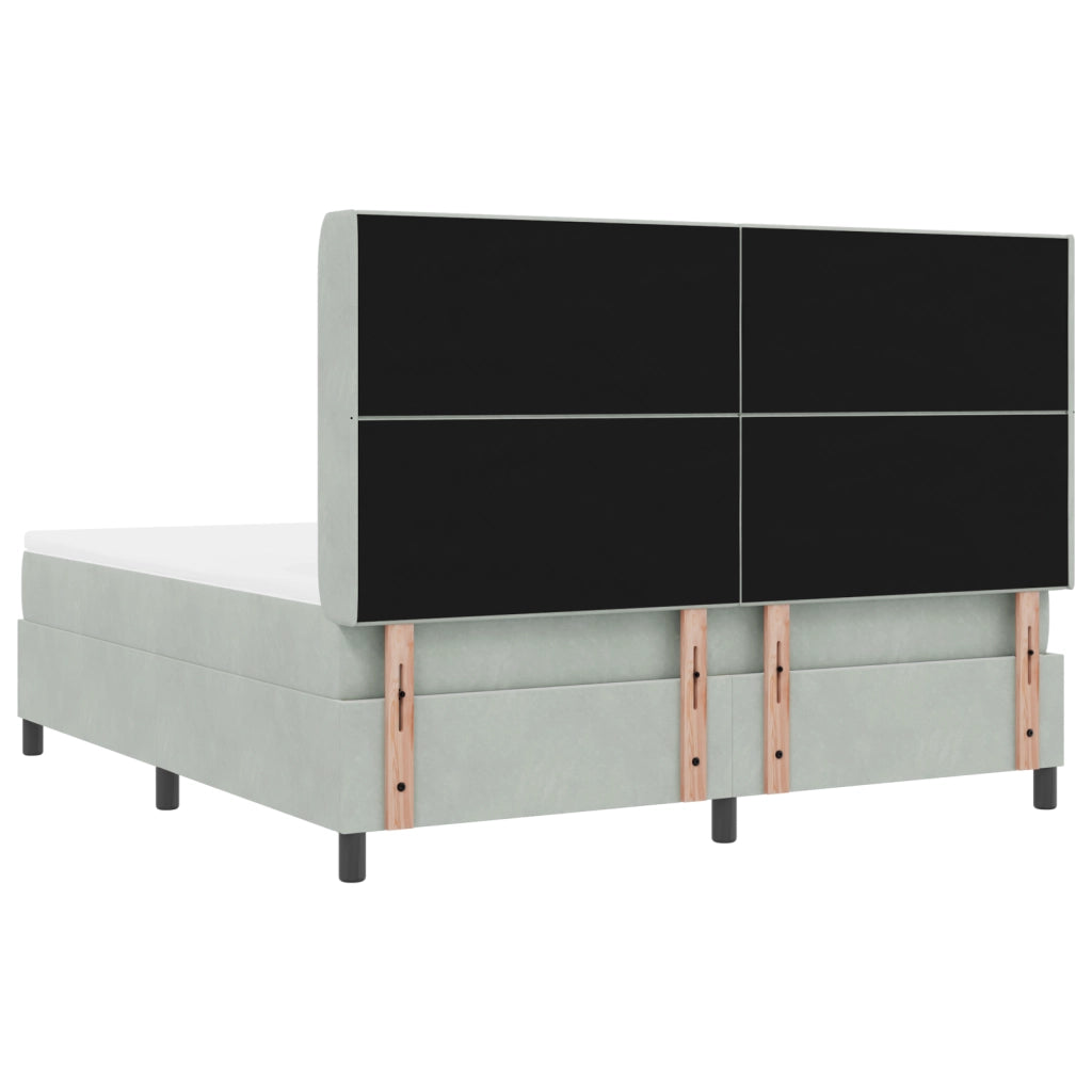 Letto Box Spring con Materasso e Luce LED Grigio Chiaro 180x200 cm Velluto