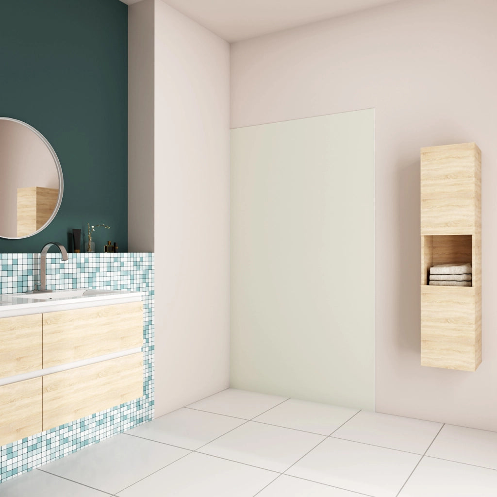 120x210 cm Pannello Doccia Realizzato in Alluminio Spessore 3mm con Profili Finitura Bianco Avorio per Rivestimento Parete Bagno