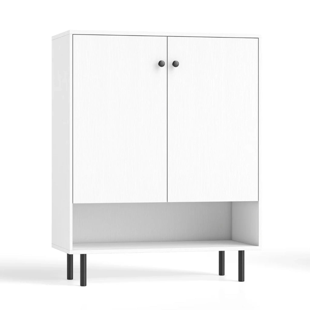 Credenza in legno con mobiletto e ripiani regolabili 75 x 35 x 95 cm versatile contenitore design moderno MDF bianco 20_0010815