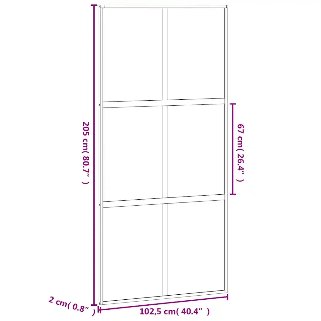 Porta Scorrevole Nera 102,5x205 cm Vetro Temperato e Alluminio 155209