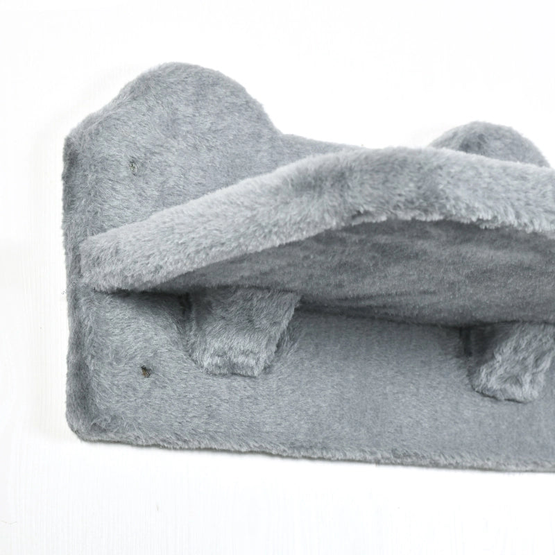 Parete arrampicata per gatti a 4 pezzi con tiragraffi, piattaforma, scala e cuccia semicircolare, grigio