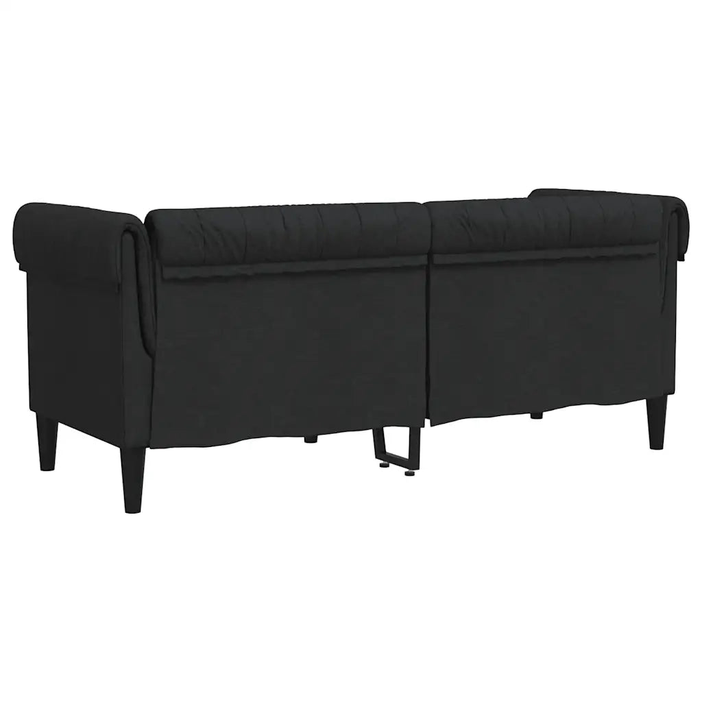 Divano | Divano da soggiorno | Sofa Chesterfield a 2 Posti Nero in Tessuto