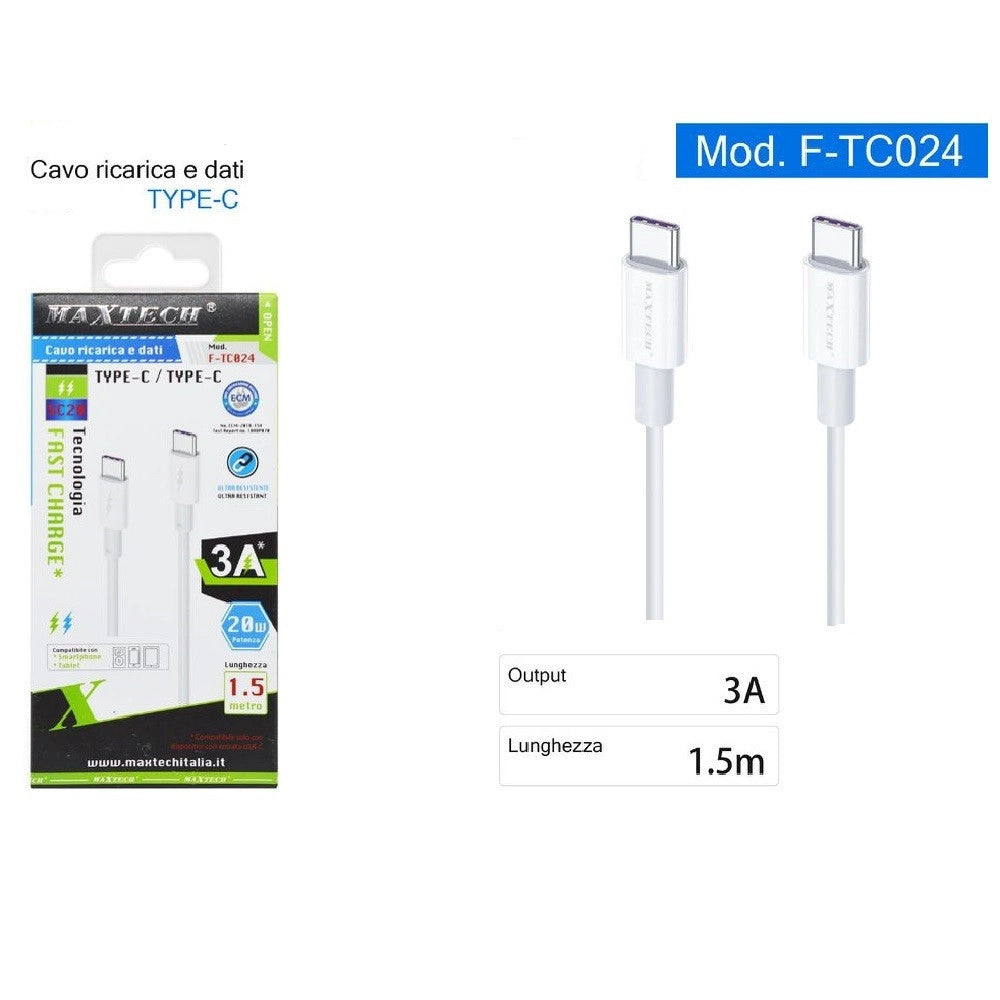 Trade Shop - Cavo Type C A Type-c Dati E Ricarica Veloce Per Smartphone 1.5 Metri 3a F-tc024 -
