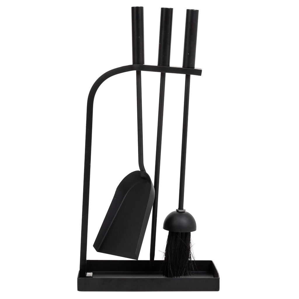 Set di 4 strumenti in metallo per il camino in metallo nero