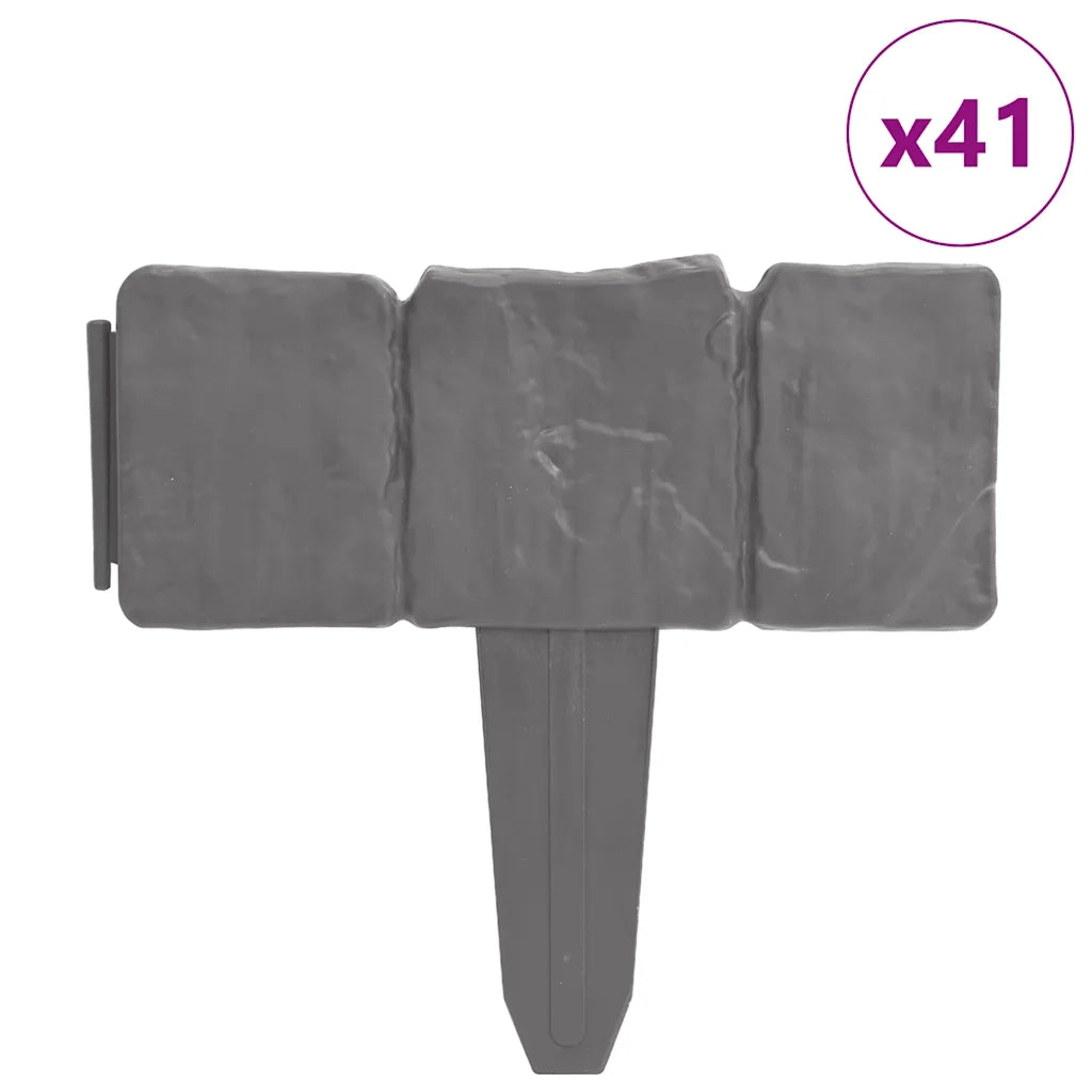 Set 41 pz Recinzione giardino/prato in plastica imitazione pietra 10 m