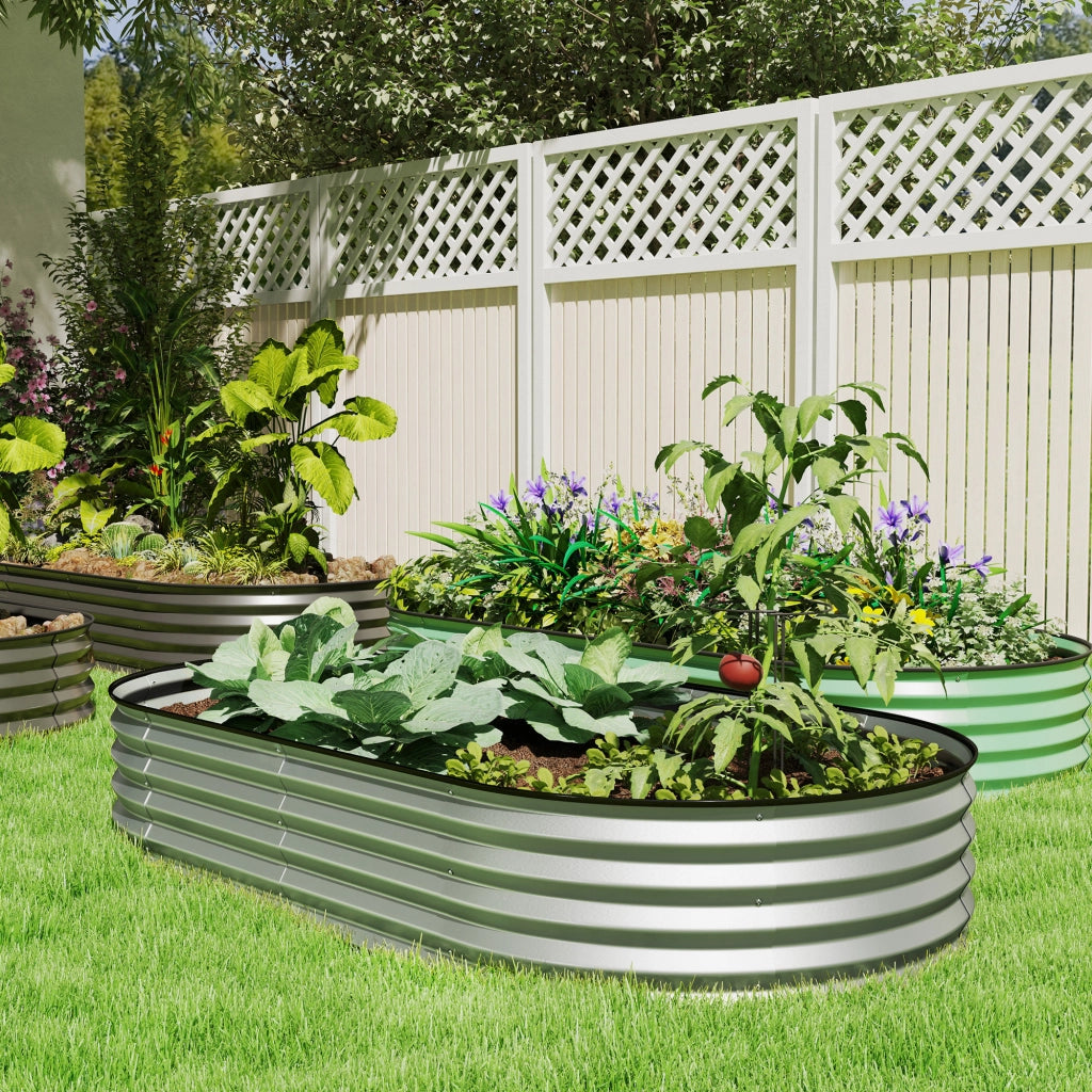 Letto da Giardino Rialzato in Acciaio Zincato ¨C Zephmum ¨C 181x93x30cm Argento