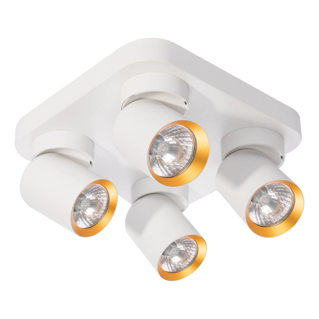 Plafoniera Milagro Andy 4 faretti bianco oro GU10 orientabili