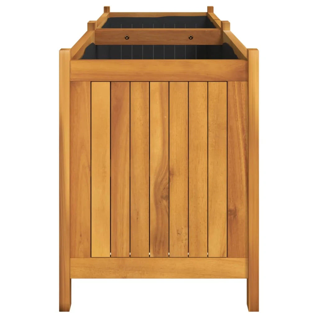 Fioriera rialzata per piante fiori patio e giardino con rivestimento 153 x 38,5 x 50 cm legno massello di acacia marrone 02_0038123