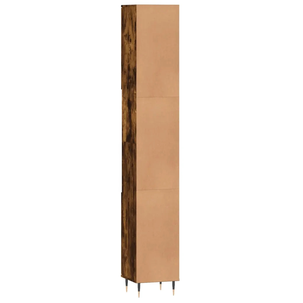 Armadietto Bagno Rovere Fumo 30x30x190 cm in Legno Multistrato 831529