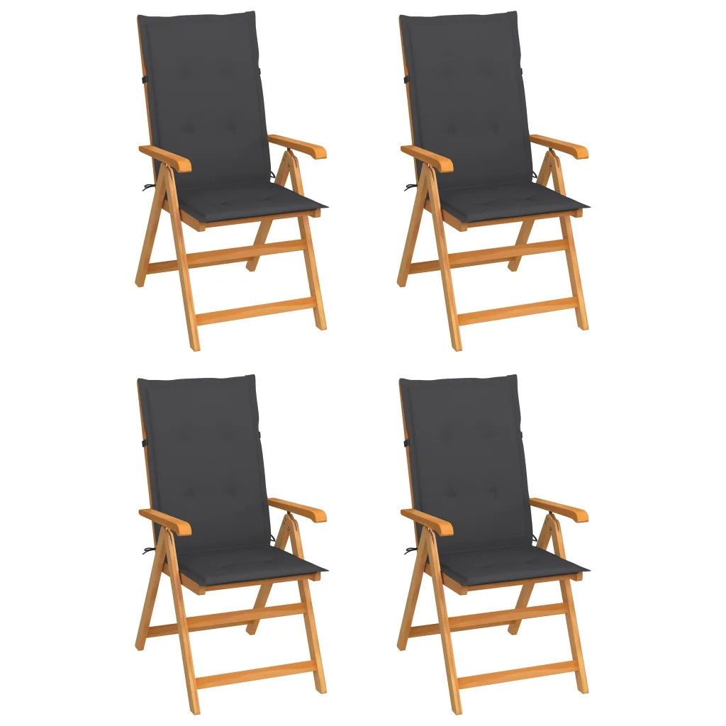 Sedie da Giardino 4 pz con Cuscini Antracite Massello di Teak cod mxl 23307