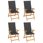 Sedie da Giardino 4 pz con Cuscini Antracite Massello di Teak cod mxl 23307