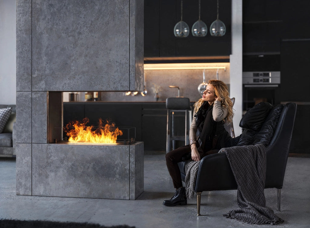 Camino a Bioetanolo da Incasso 80x30x60 cm Infire U800 Slim Nero