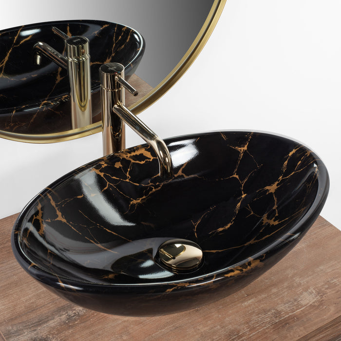Lavabo Da Appoggio Rea Pamela Black Marble Shiny