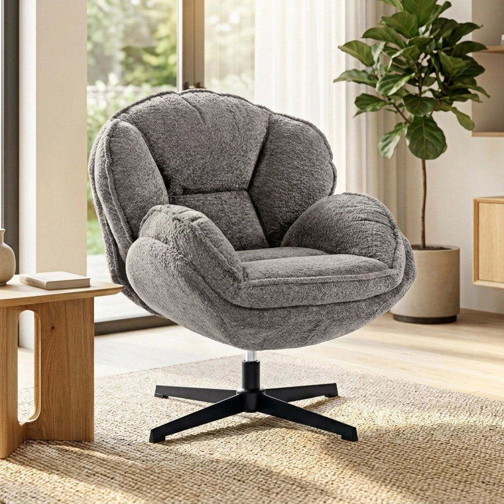 Poltrona in velluto reclinabile girevole ¨C Zephmum ¨C Grigio
