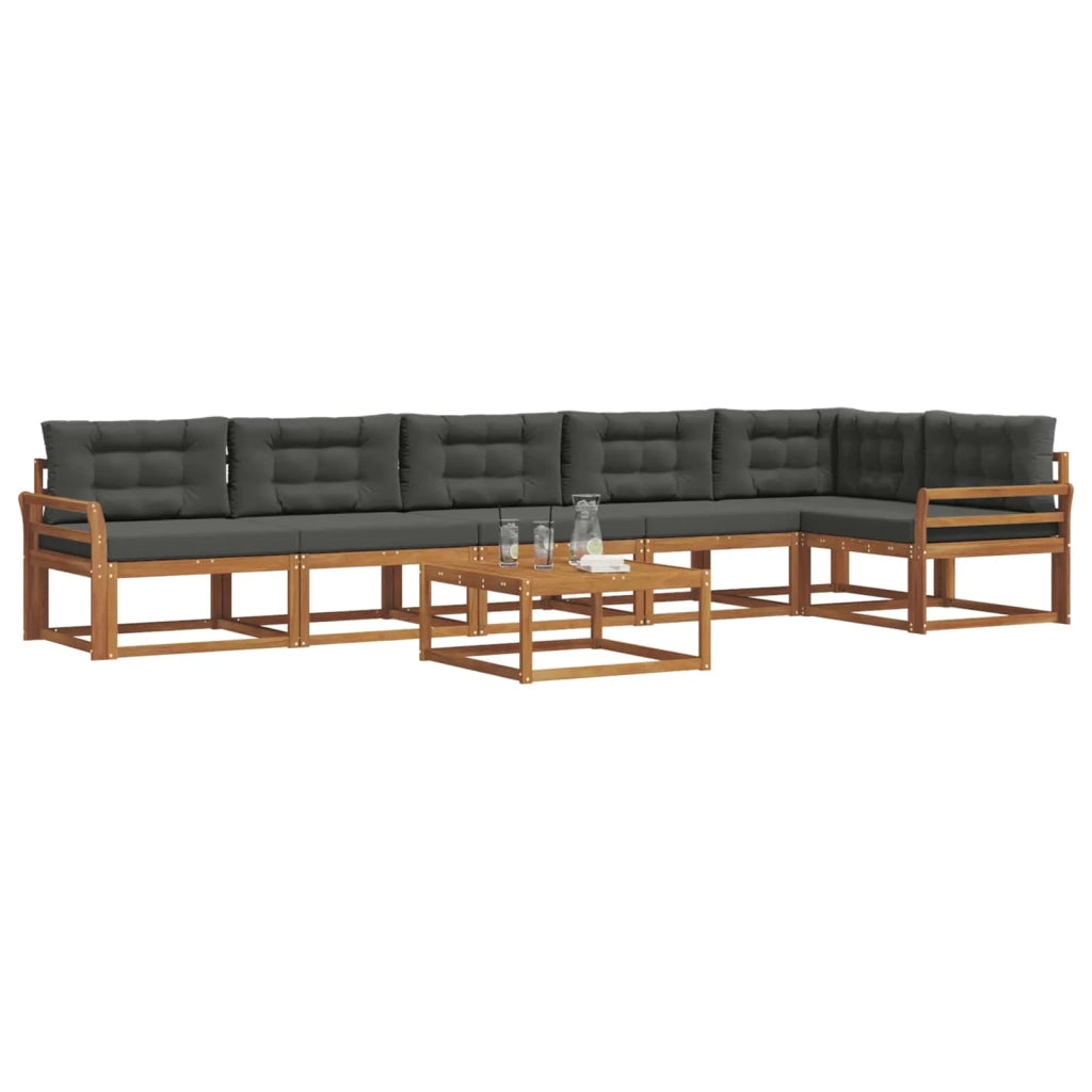 Set di divani da esterno con cuscino 7 pcs Naturale e Antracite