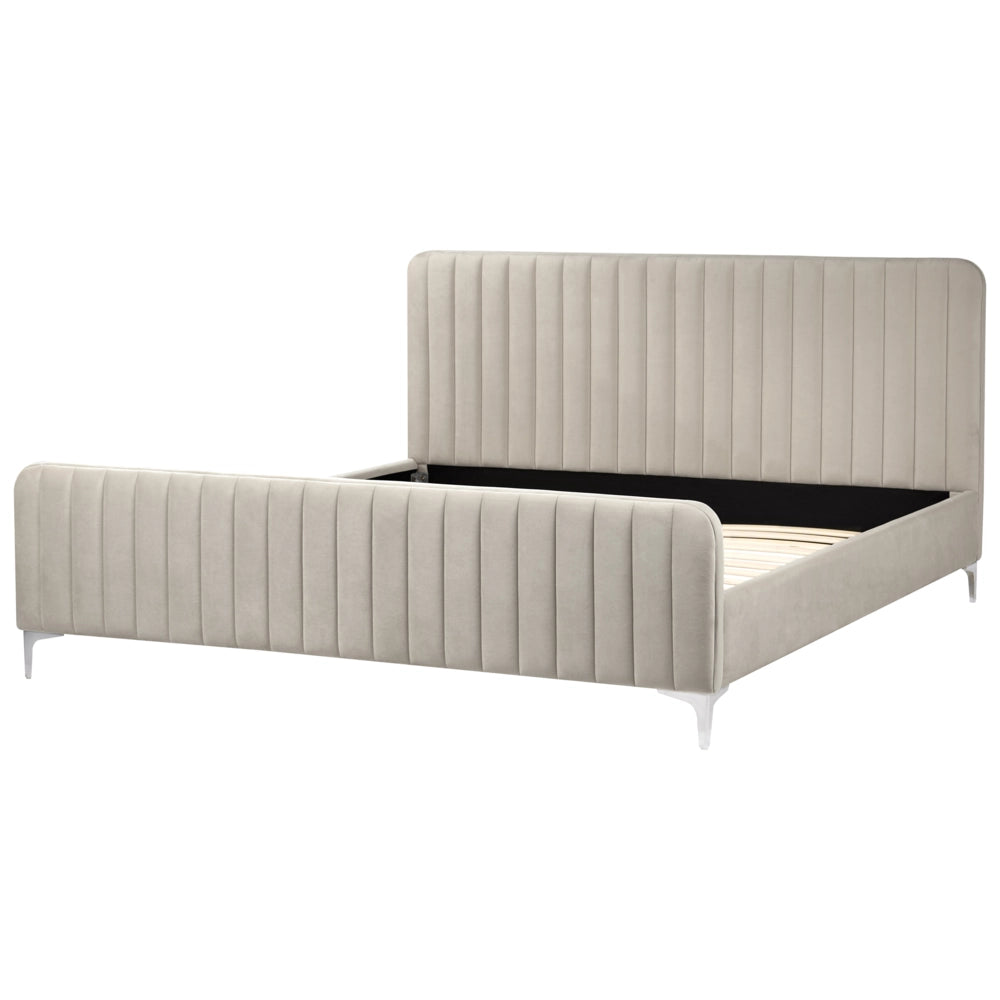 Letto in velluto grigio 180 x 200 cm trapuntato testiera gambe in metallo design moderno