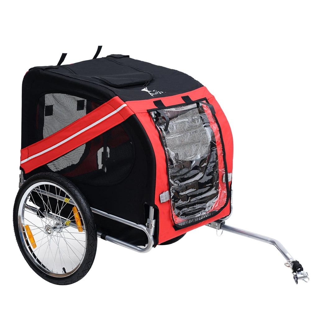 Rimorchio Bici per Cani ¨C zephmum ¨C Rosso Acciaio Polyester 130x73x90 cm