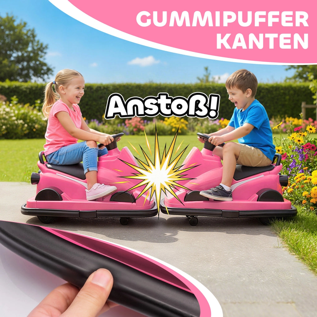 Autoscooter per Bambini 360¡ã Rotante con Luce LED e Musica ¨C zephmum ¨C Rosa 3-8 Anni