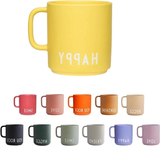 Moka per caffè con frase design danese - bicchiere preferito per donne - 250 ml - giallo