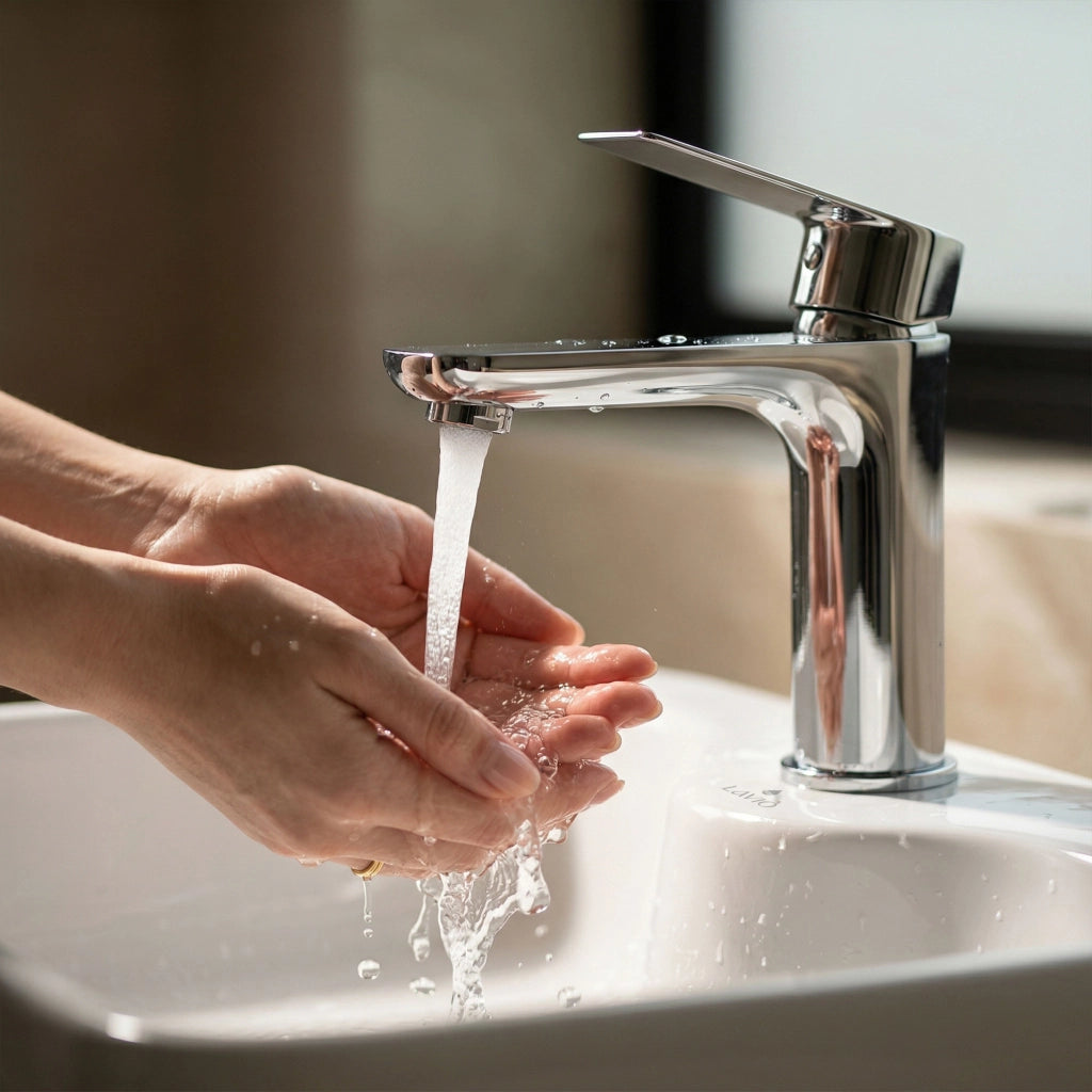 Rubinetto lavabo basso bagno miscelatore monocomando cromato AXON