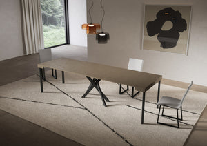 Consolle Allungabile 90-300x40x77 cm Saki Tortora Gambe Antracite