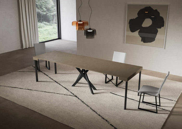 Consolle Allungabile 90-300x40x77 cm Saki Tortora Gambe Antracite