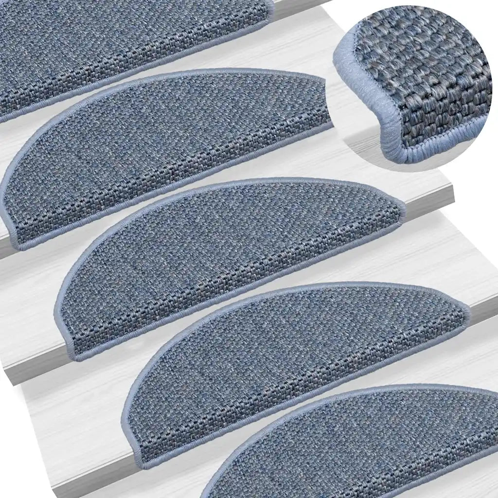 Tappeti Autoadesivi Scale Aspetto Sisal 15 pz | Gradini per Scale 65x21x4 cm Blu