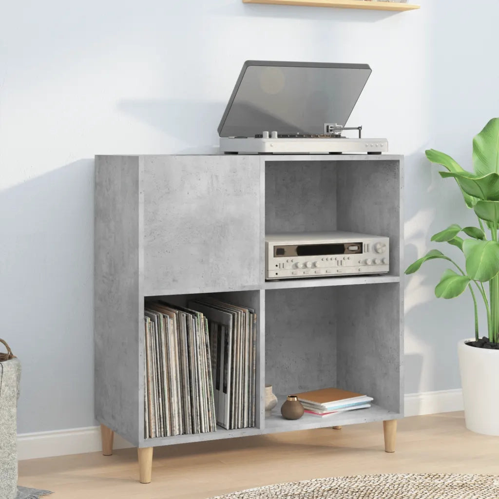 Mobile Porta Dischi Grigio Cemento 84,5x38x89 Legno Multistratocod mxl 103543