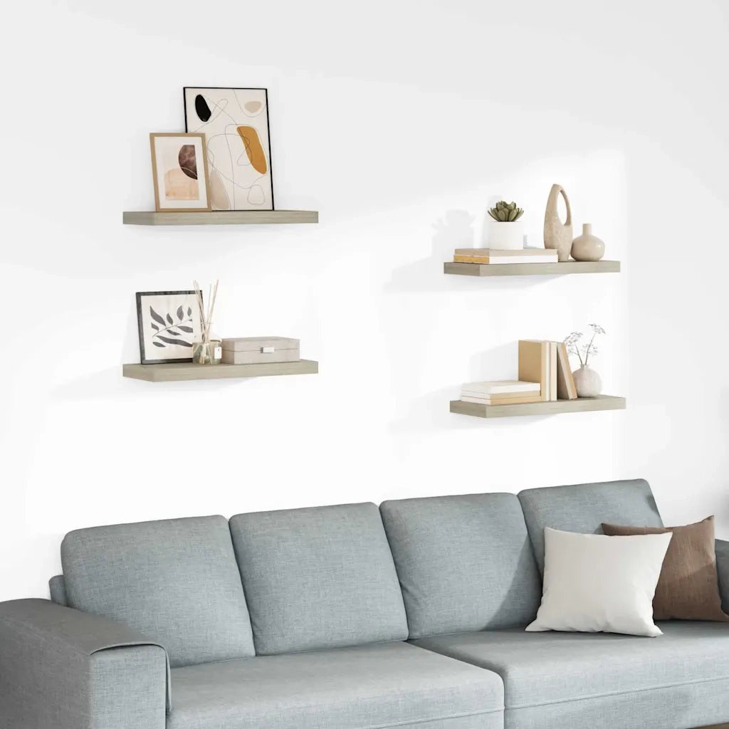 Scaffali a Parete 4 pz Rovere 60x23,5x3,8 cm in MDF 323876