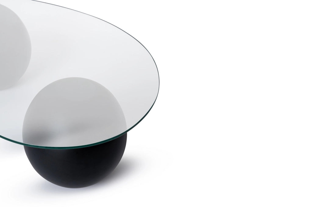 Tavolino in vetro "Sphere" - 120 x 70 x 30 cm - Nero