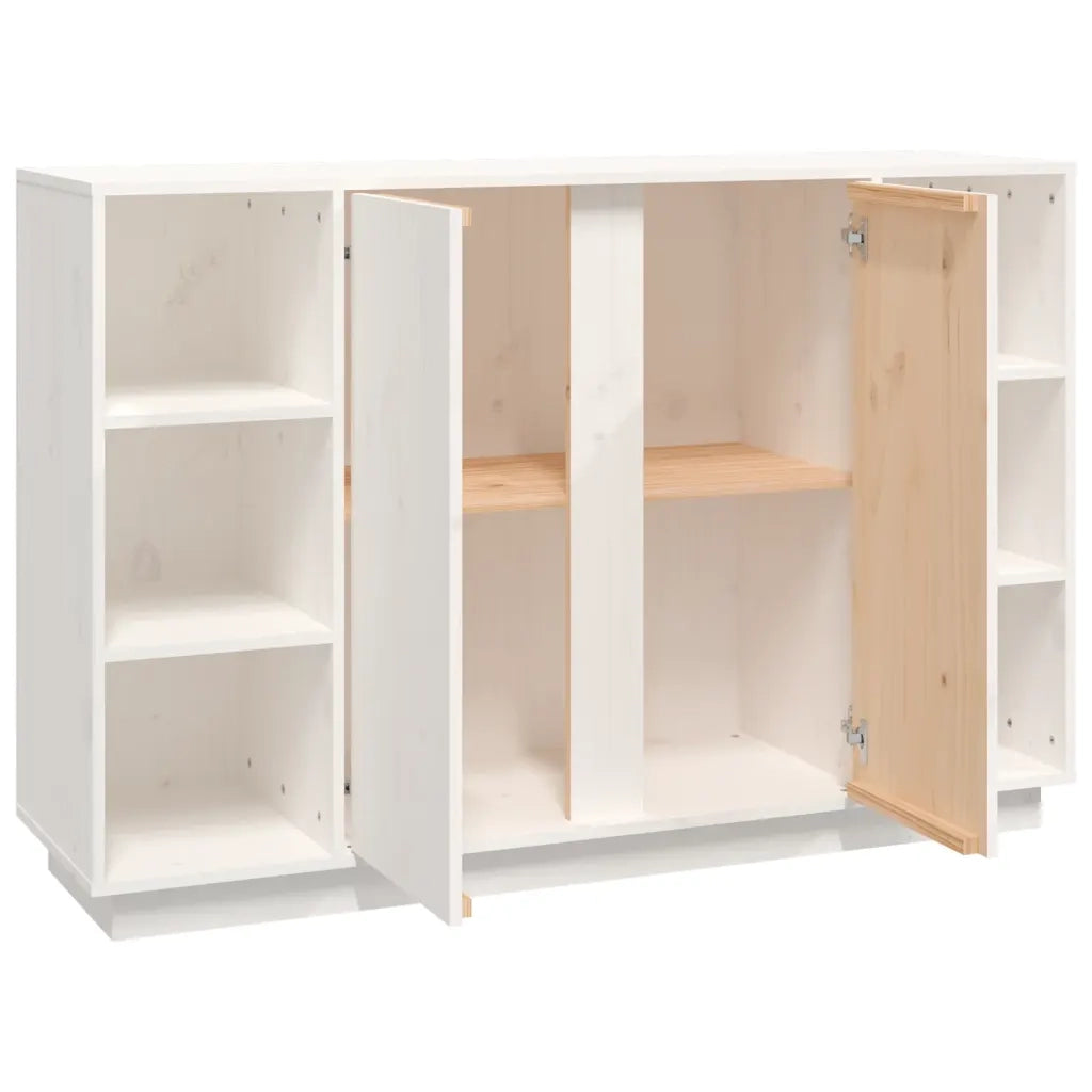 Credenza Bianca 120x35x80 cm in Legno Massello di Pino 814500