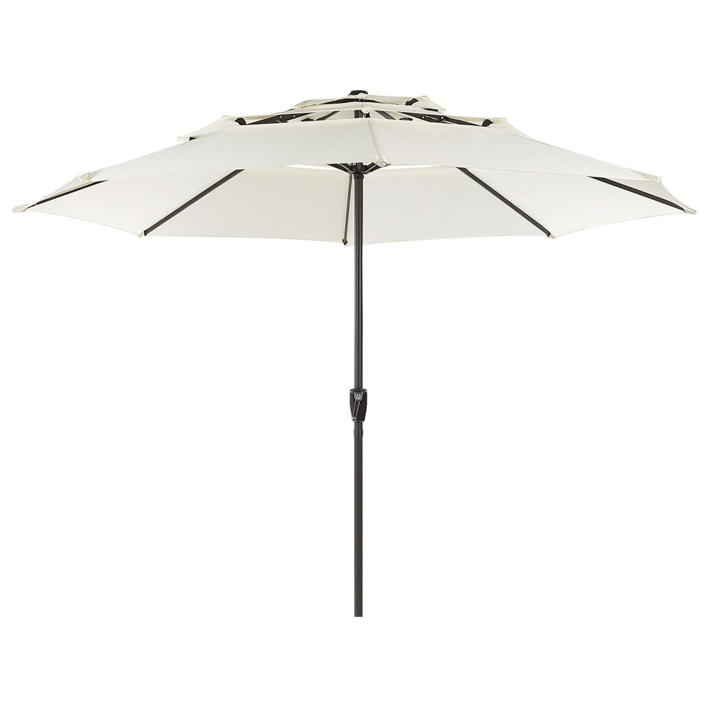 Ombrellone tessuto beige chiaro palo in acciaio ⌀ 285 cm ottagonale da esterno a manovella resistente ai raggi uv
