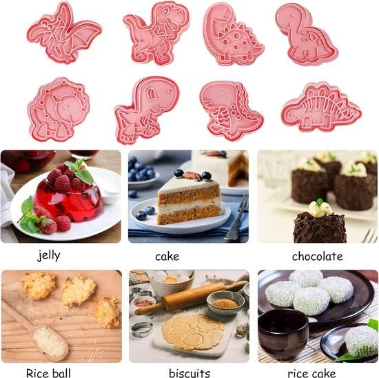 Fondant per biscotti per bambini, 8 pezzi, dinosauro, dinosauro, forme per biscotti 3D, biscotti per bambini dinosauro, forme per biscotti per Natale, 3D