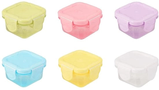 Set di contenitori a prova d'aria 6 pezzi - Contenitori mini per alimenti - Contenitore alimenti materiale PP - Formato compatto - Disegno sigillato