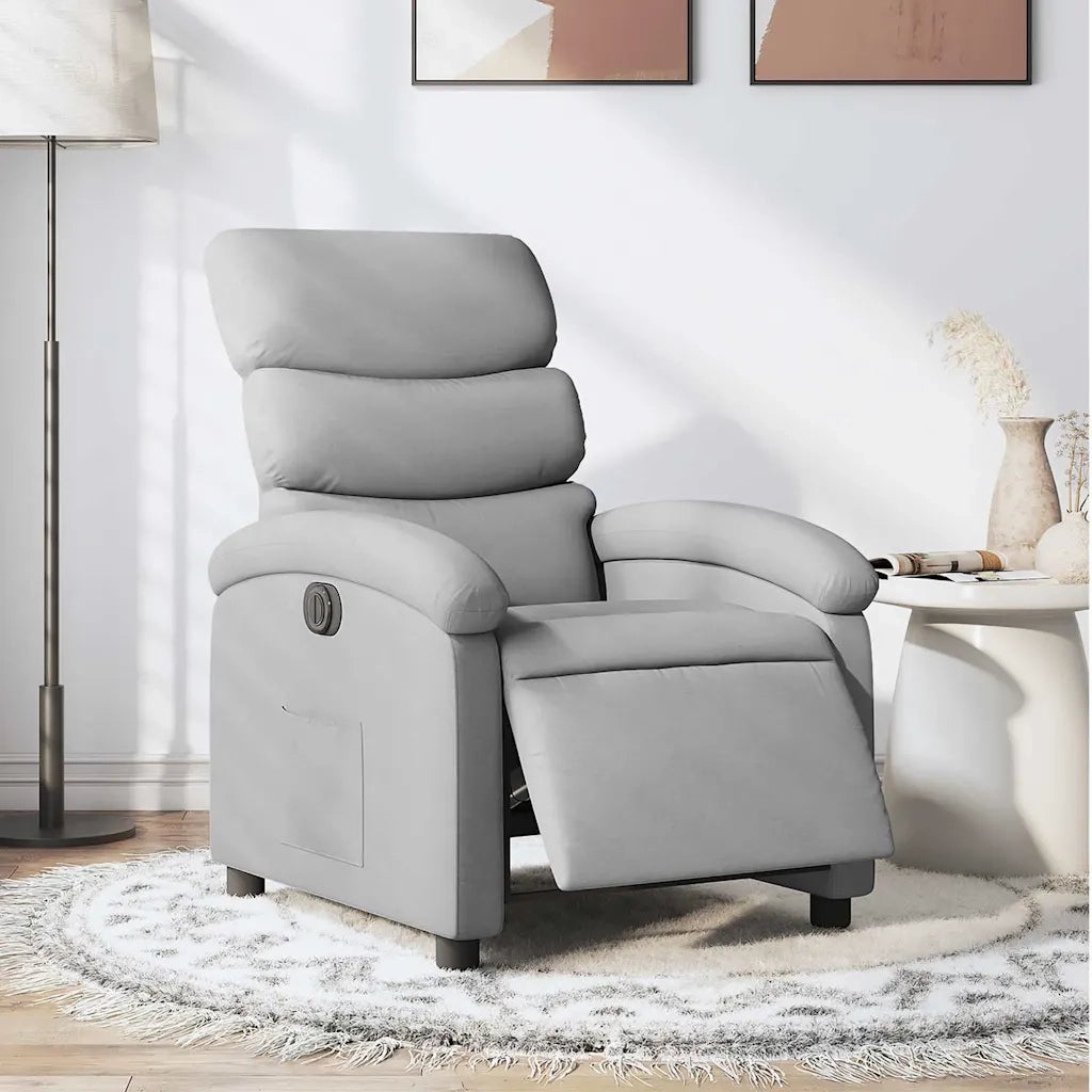 Poltrona | Sedia Relax Elettrica Reclinabile Grigio Chiaro in Tessuto
