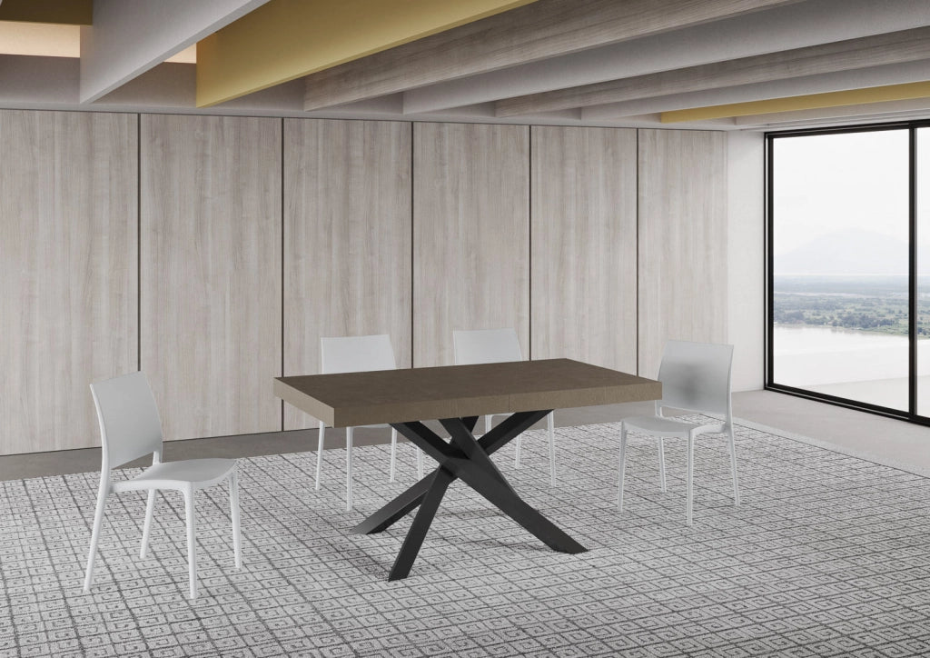 Tavolo Allungabile 160-420x90x77 cm Volantis Premium Tortora Telaio Antracite