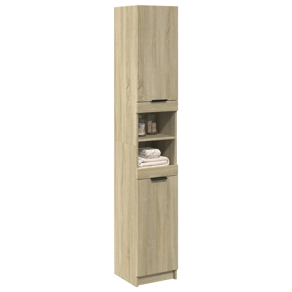 Armadietto da Bagno Rovere Sonoma 32x34x188,5 cm in Truciolato 849656