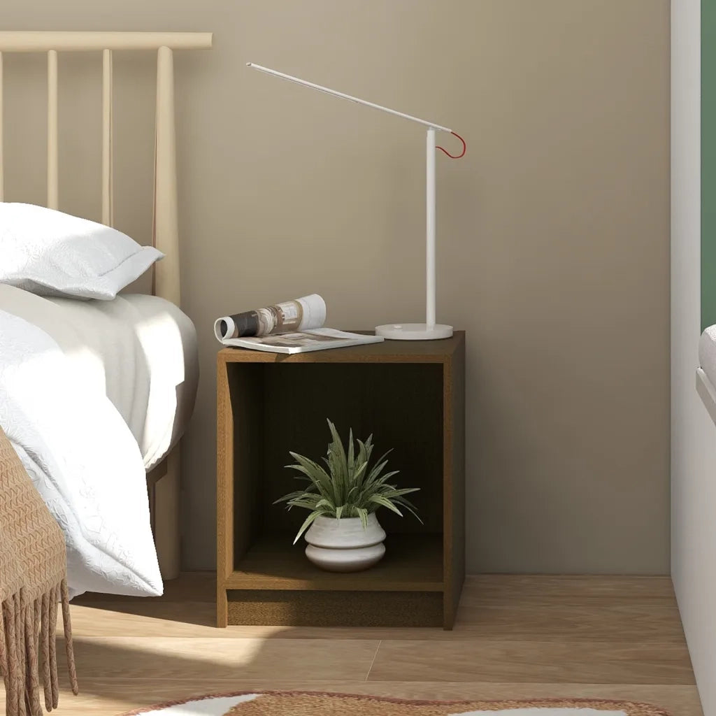 Set di 2 Comodini | Armadio da Notte | Mobiletto da notte Marrone Ambra 35,5x33,5x41,5 cm in Legno di Pino